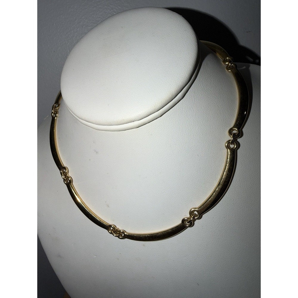 VINTAGE Gold Tone Articulated Link Necklace Sectioned‎ Bars